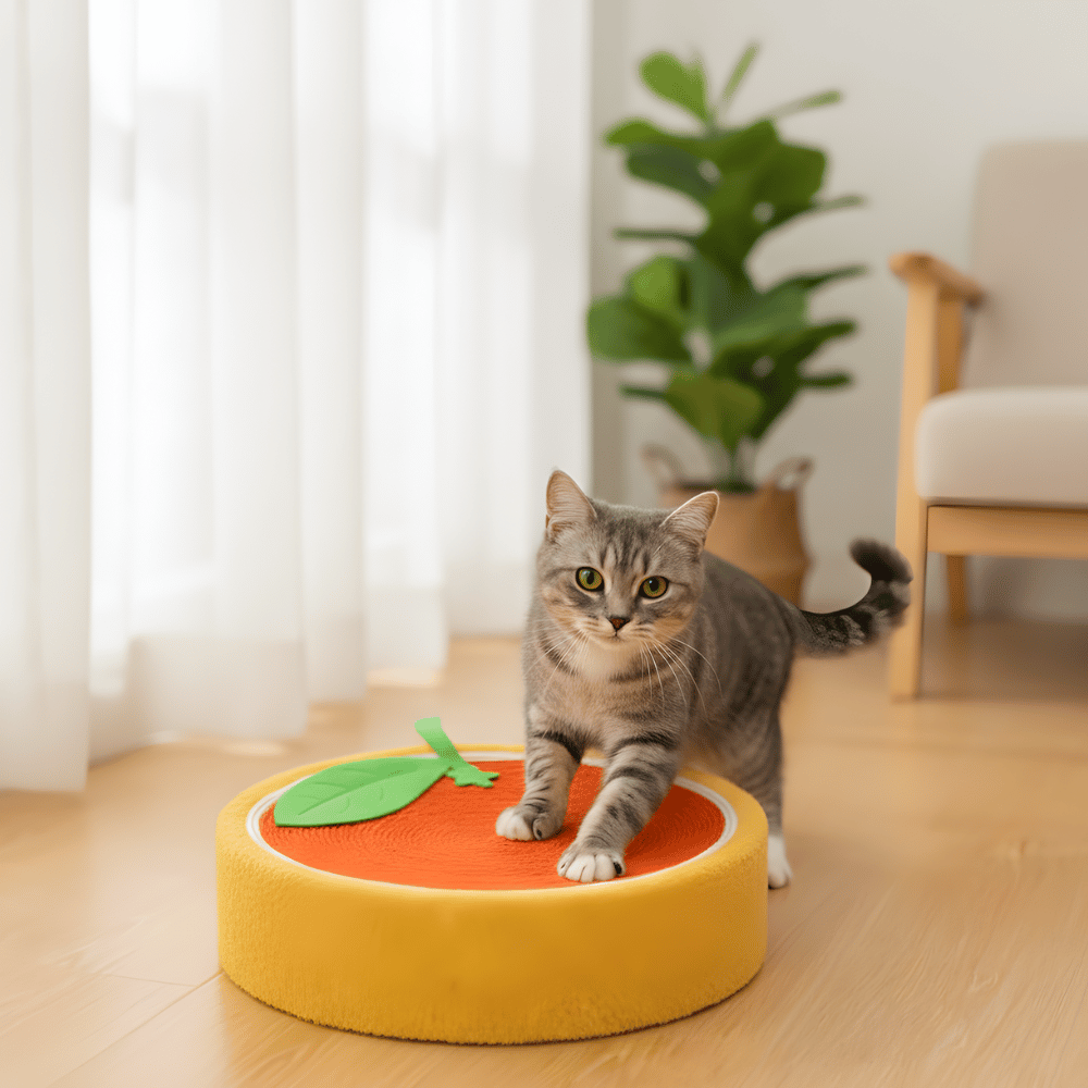CitrusClaw │ Orange Shaped Cat Scratching Cushio