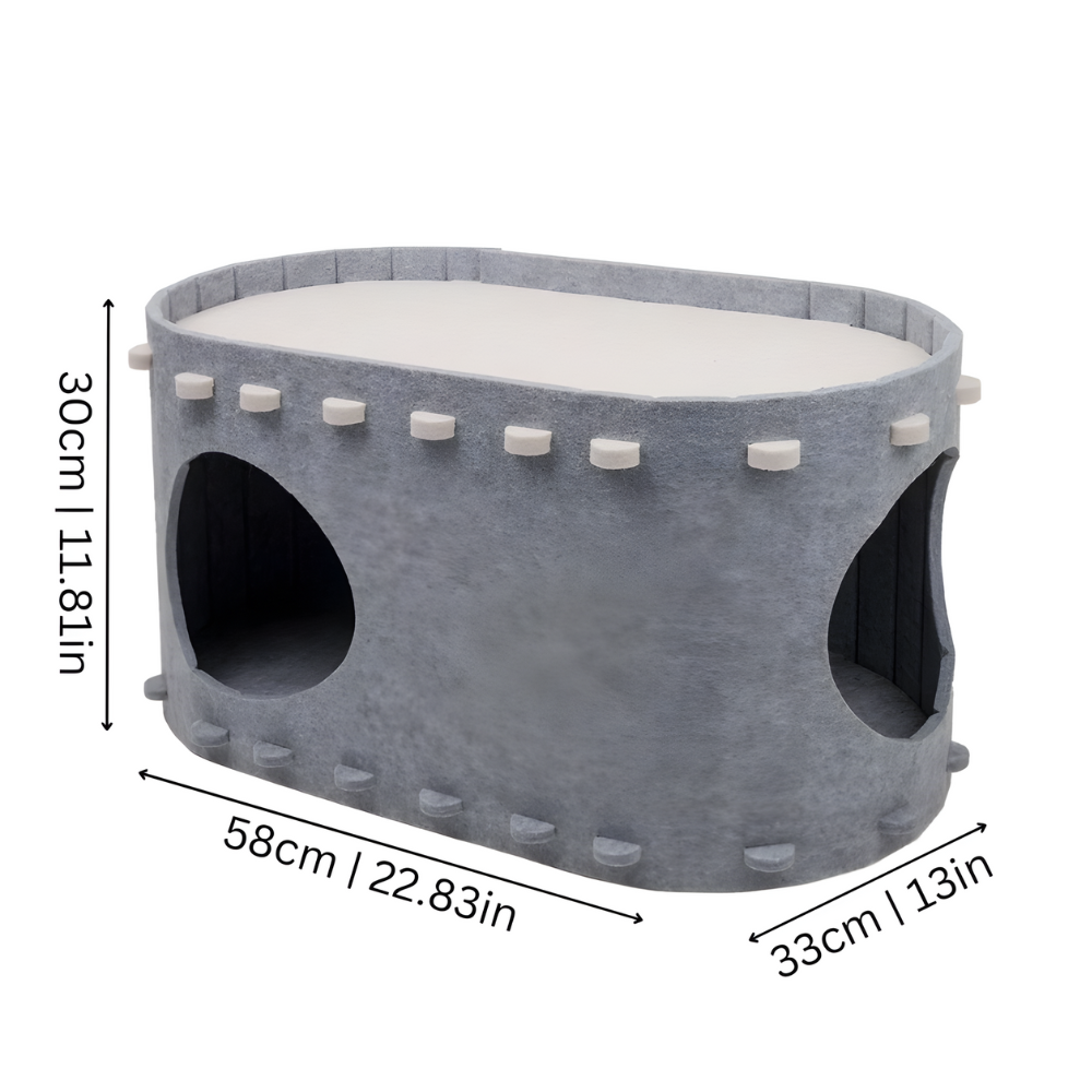 CozyHaven │ Felt Cat Hideaway Bed with Dual Level Comfort