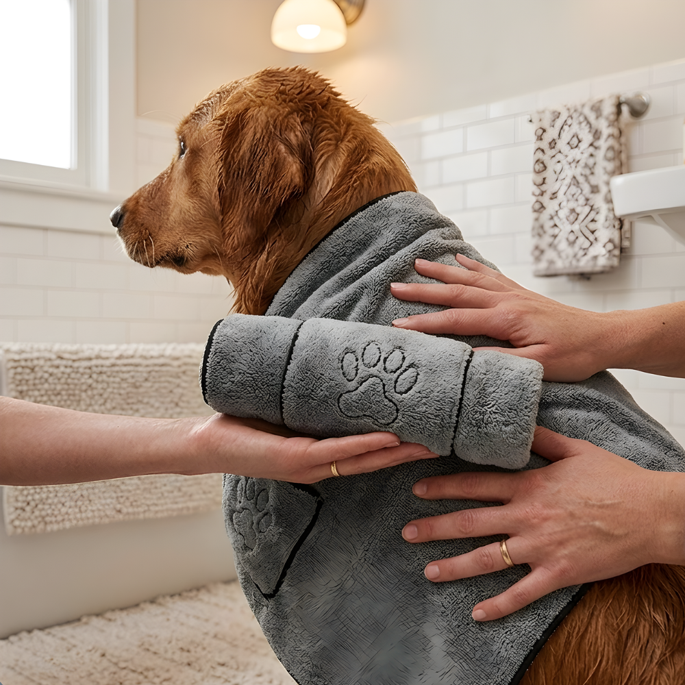 DryNest │ Hands In Dog Drying Towel