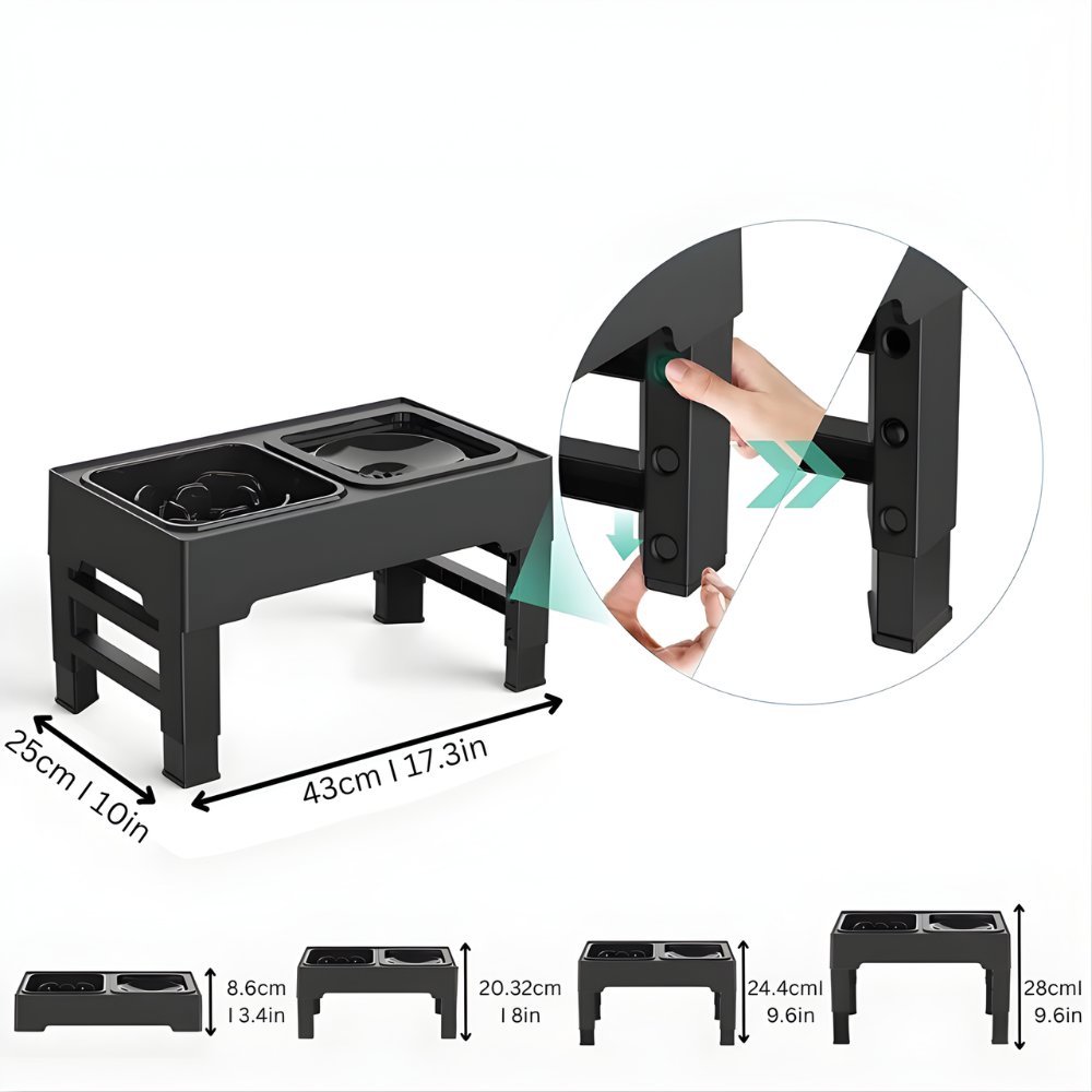 ElevateFeast │ Adjustable Raised Dog Bowl