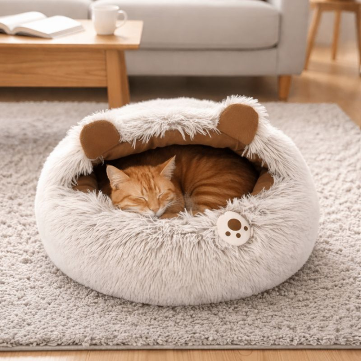 FurHaven │ Plush Cave Cat Bed