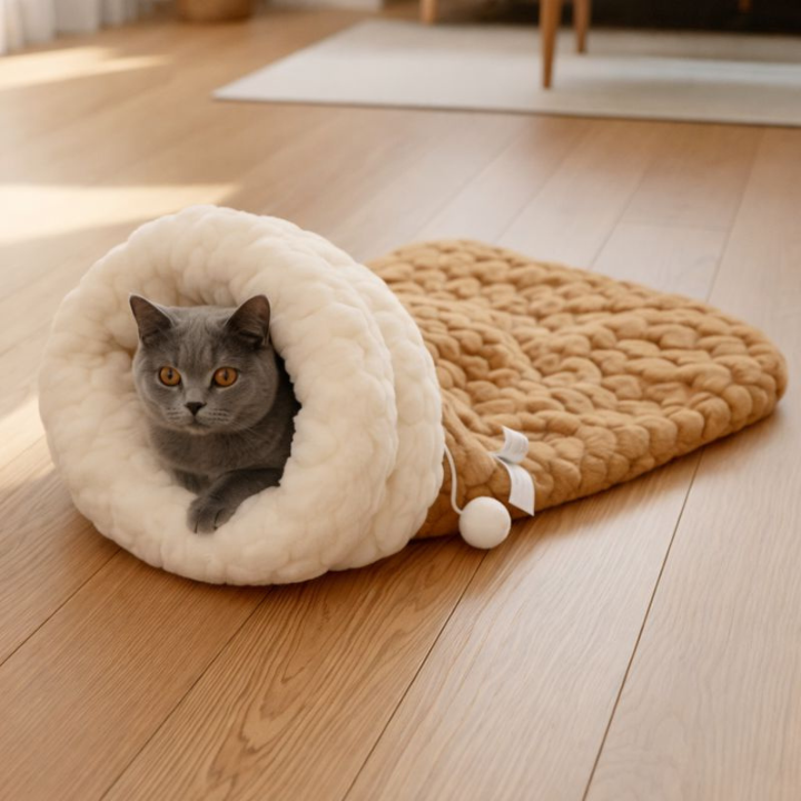 HeartNest │ Plush Cat Sleeping Bag