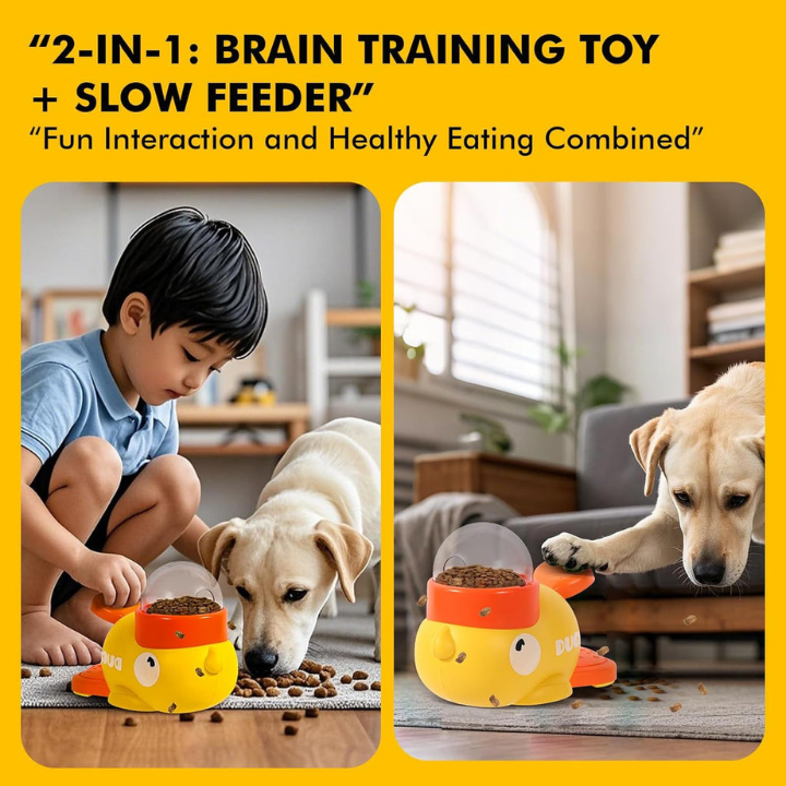 QuackBite │ Duck Shaped Dog Slow Feeder Puzzle Treat Dispenser