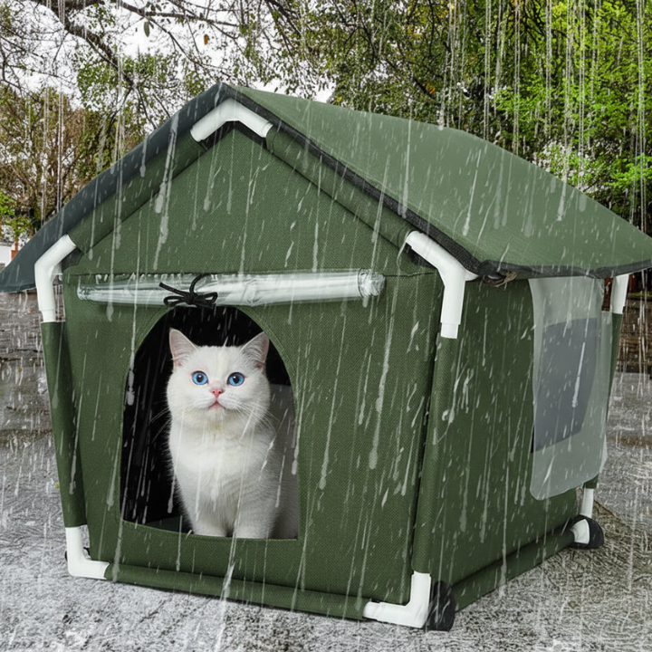 ShelterMax │ Weatherproof Outdoor Cat House with Insulated Shelter