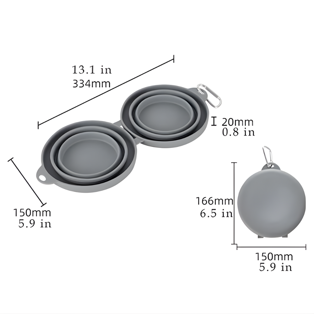 TrailFeast │ Compact Dual Foldable Dog Travel Bowl