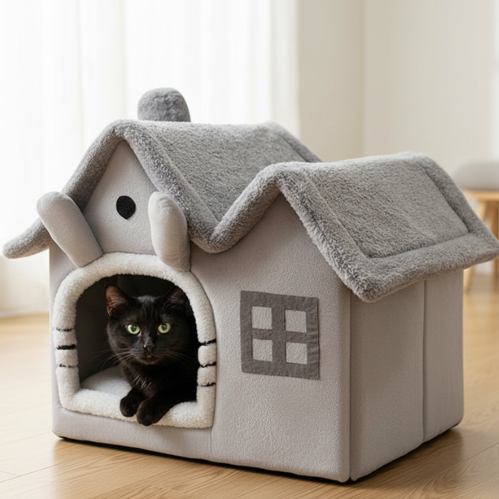 WhiskerHome │ Cozy Cushion Cat Tent Bed