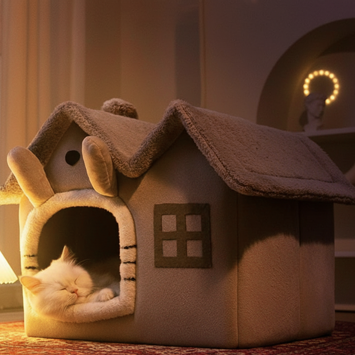 WhiskerHome │ Cozy Cushion Cat Tent Bed